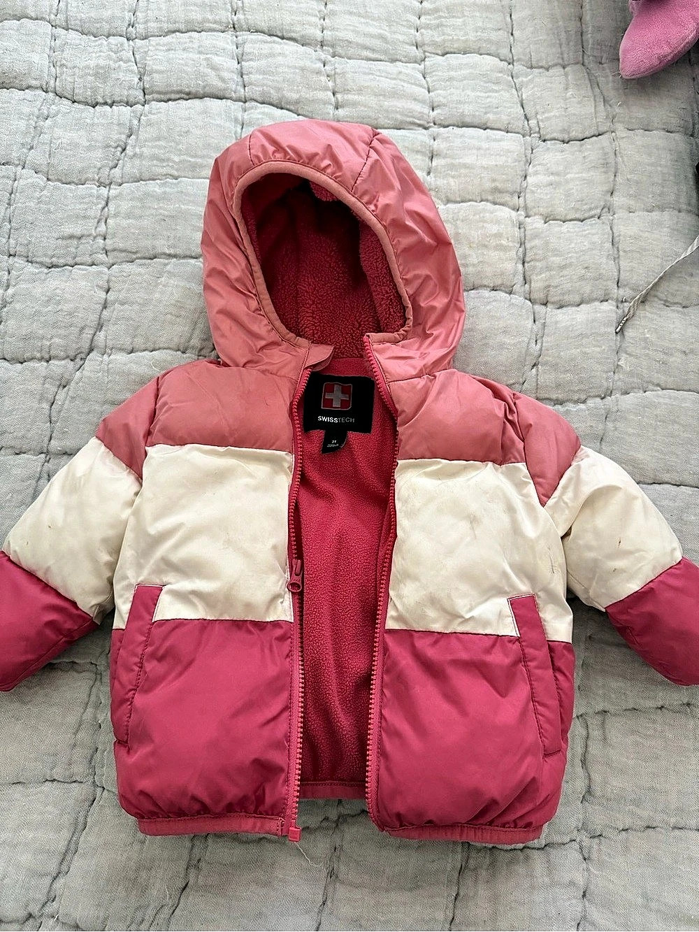 Swiss Tech Toddler Girls Colorblock Puffer Jacket with Hood